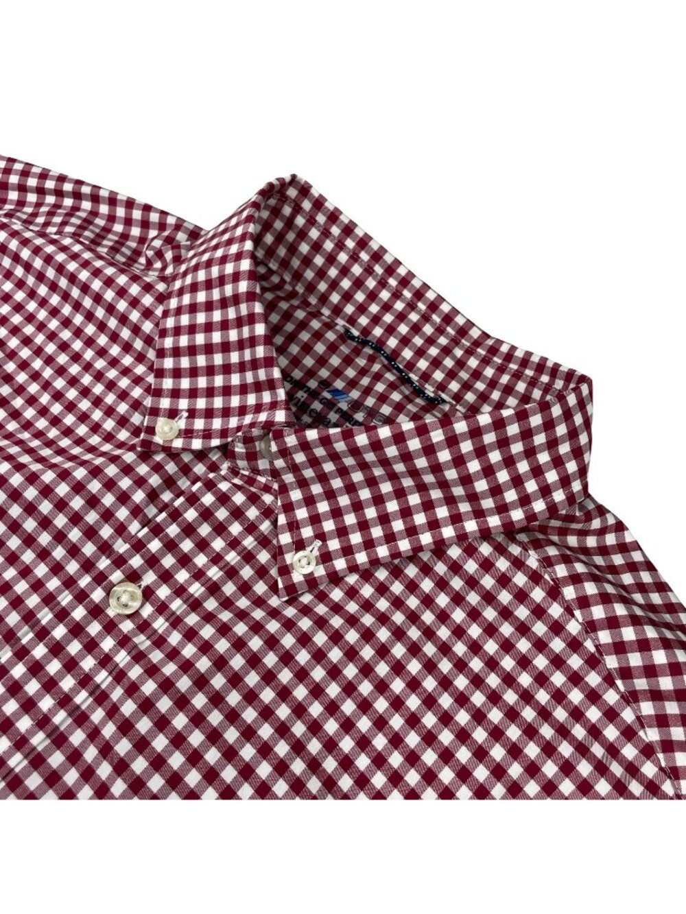 Vineyard Vines Men's On-The-Go brrr Button Shirt Burgundy Gingham Check • Large